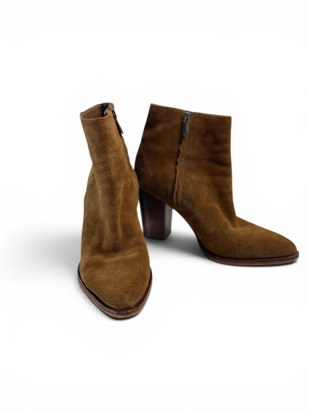 Sam Edelman Blake Brown Suede Ankle Zip Boots Size 8.5